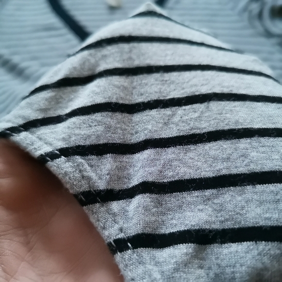 FREE PEOPLE Bodysuit T-shirt With stripes Size Medium Grey Black - Picture 6 of 15